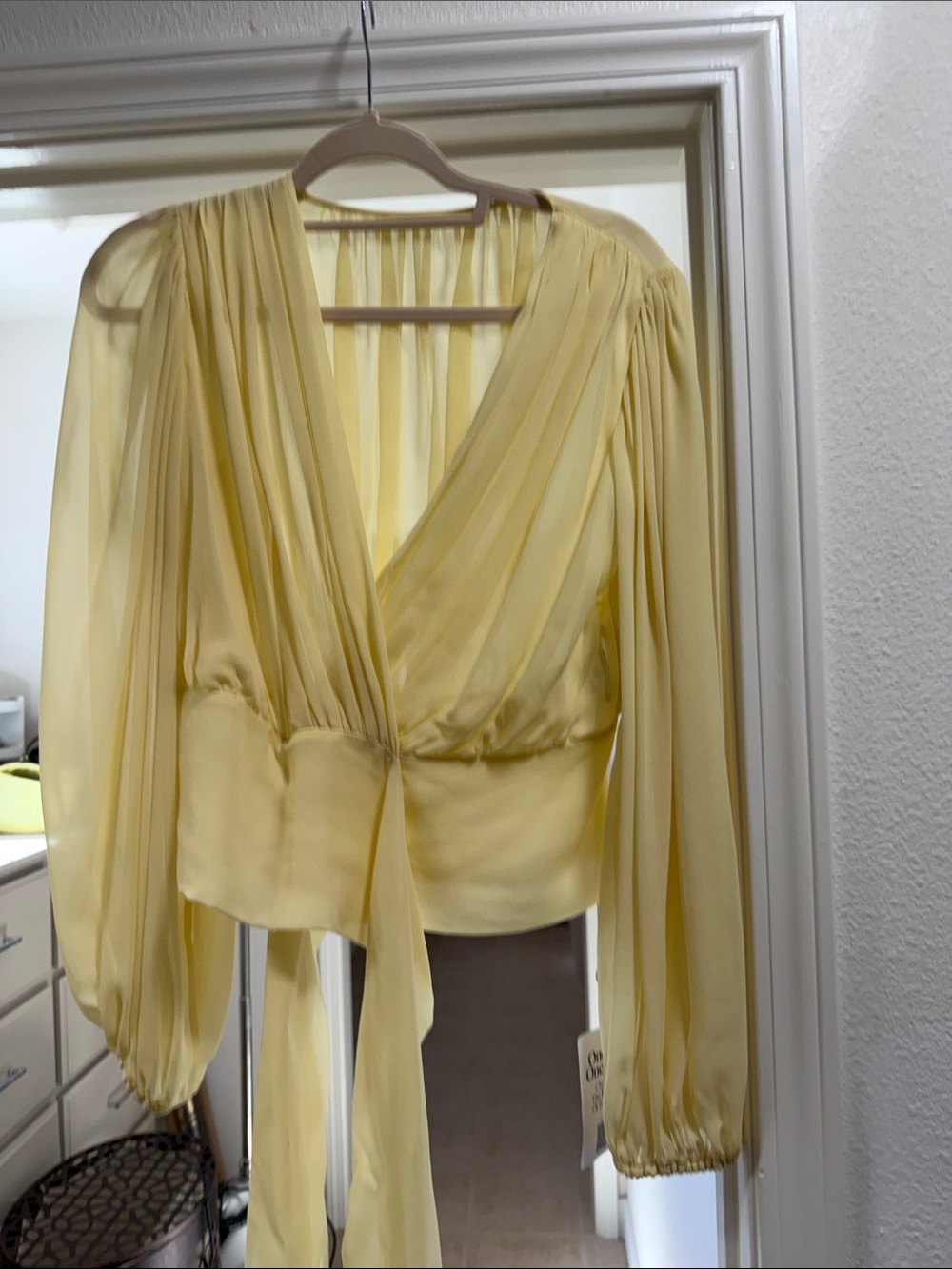 Dolce & Gabbana Pale Yellow Sheer Wrap Blouse